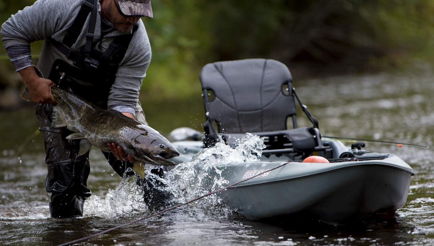 Sun Dolphin Boss 10 SS Fishing Kayak - Sit On Top Fishing Kayak - One Person Angler Kayak - 3 Fishing Rod Holders - Fishing Gear Tracks - Includes Paddle - 10 ft - Gray Swirl