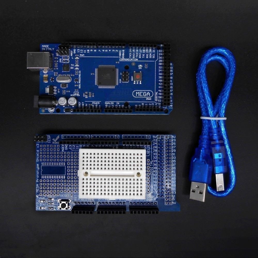 Complete Ultimate STEM Electronic Projects Starter Kit for Arduino with Mega2560, LCD1602, Servo, Stepper Motor, Sensors, Breadboard , Jumper Wire, Resistor, Capacitor, Transistor and Tutorial