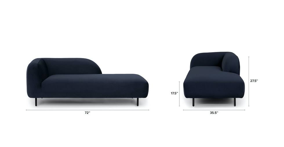 Blue Velvet Daybed, Black Metal Legs | Article Lupra Modern Furniture