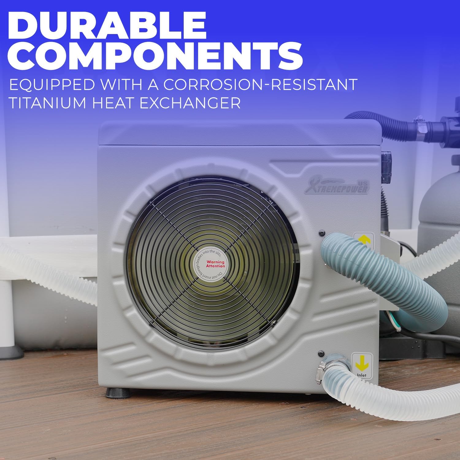XtremepowerUS Above Ground Pool Heat Pump, Pool Heater Output 14,500BTU, for Pools up to 4700-gallon, 115V/60Hz, Titanium Heat Exchanger