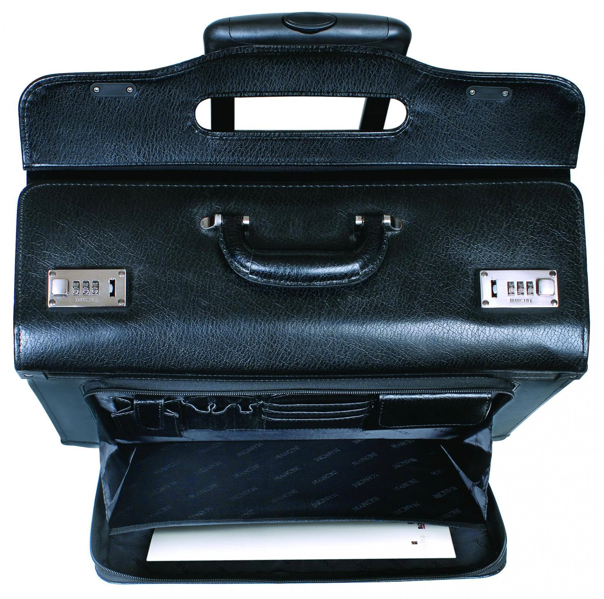Mancini Leather Goods Wheeled Laptop Catalog Case Black