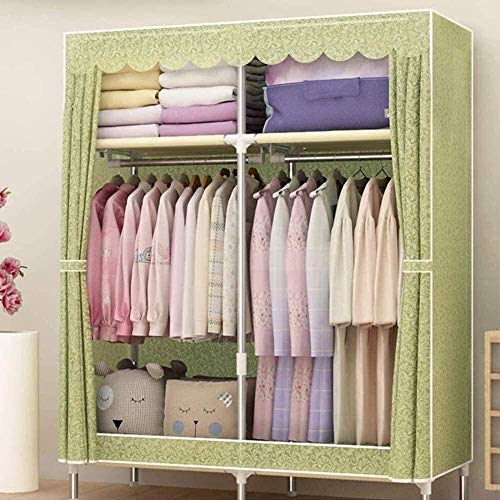 Closet Wardrobe Fabric Wardrobes Portable Closet Wardrobe with 2 Clothes Hanging Rails and 4 Shelves, Space Saving for Bedroom, Living Room,B