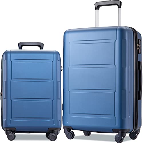 Merax Expandable Spinner Wheel 2 Piece Luggage Set, ABS Lightweight Suitcase with TSA Lock, Hard Shell Luggage with Double Spinner Wheels, 20in+28in, Green