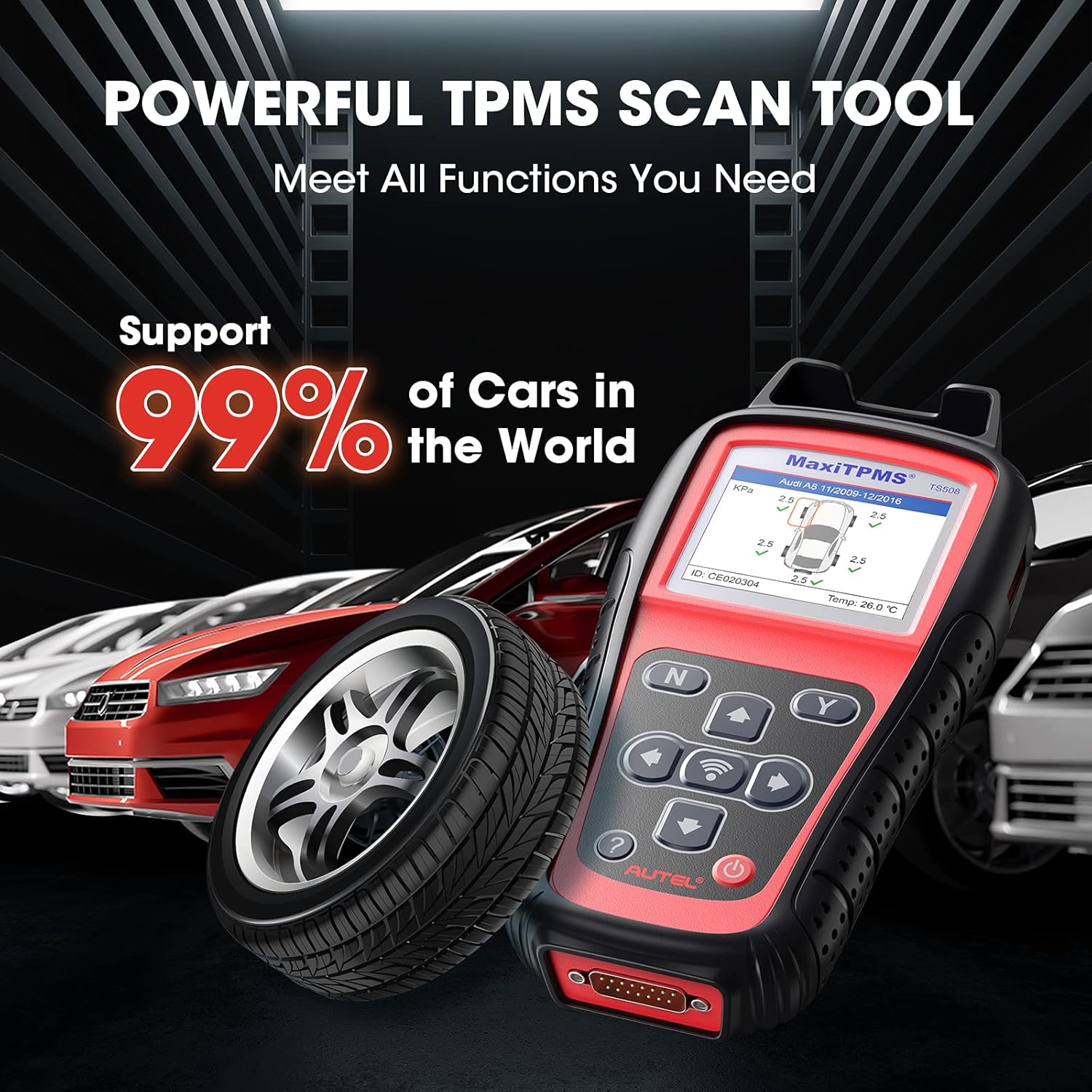 Autel MaxiTPMS TS508 TPMS Relearn Tool, 2022 TPMS Programming Tool for MX-Sensors (315/433 MHz) TPMS Relearn/Activate All Sensors, TPMS Scan Tool Read/Clear DTCs, TPMS Reset (Upgraded of TS408/501)