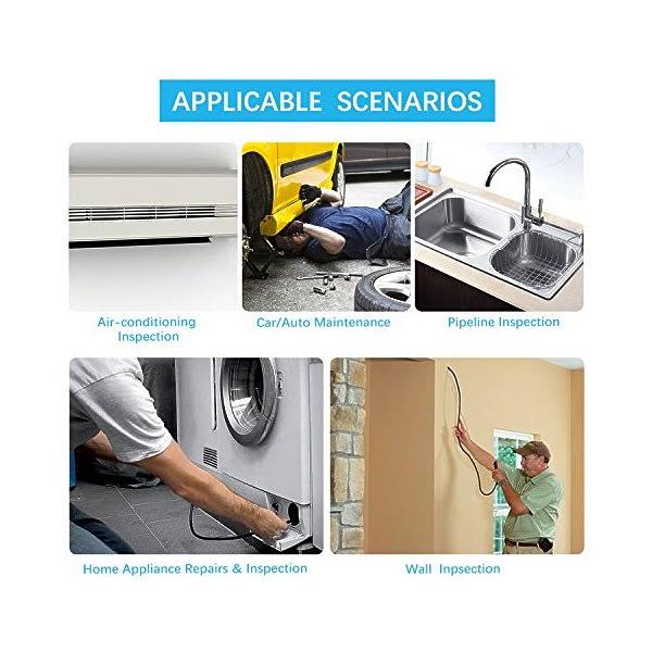 Depstech 1200P Semi-Rigid Wireless Endoscope, 2.0 MP HD WiFi Borescope Inspection Camera,16 inch Focal Distance & 1800mAh Batter