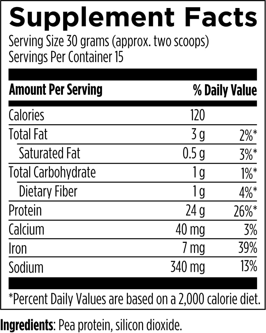 Designs for Health PurePea - 24g Vegan Pea Protein, Non-GMO Drink Mix Protein Powder Supplement, Unflavored (15 Servings / 450g) Pack of 2