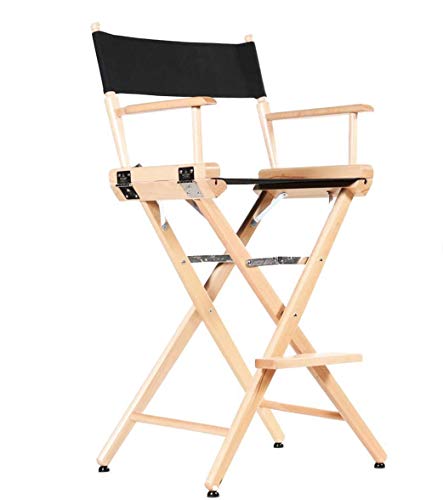 Filmcraft Professional Grade Studio Director's Chairs (30" Bar Height, Natural Finish, Black Nylon Canvas)