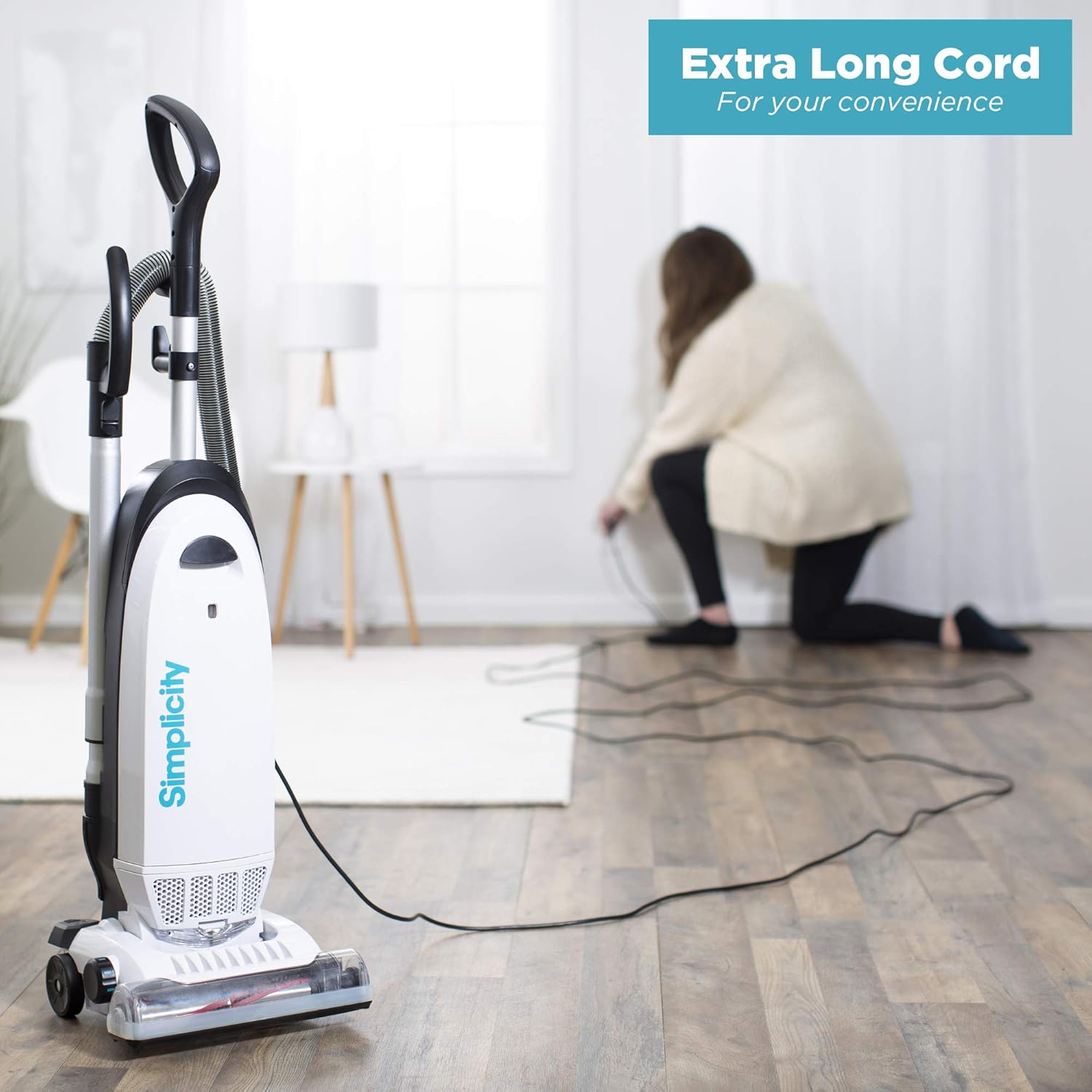 Allergy Upright Vacuum for Carpet and Hardwood by Simplicity, Multi Surface Vacuum Cleaner with Certified HEPA Filter and Bag, S20EZM