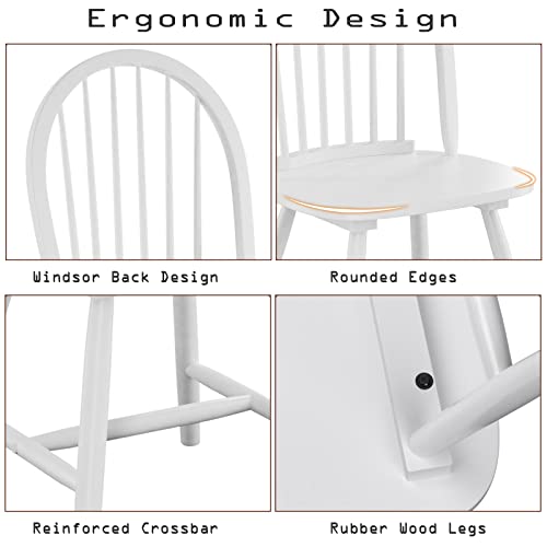 Windsor Dining Chairs Set of 2, 18 Inch Wood Spindle Back Dining Chairs,Vintage Country Farmhouse Armless Side Chairs with Wide Seat, Solid Wood Legs High Back Seating Chairs (Black)