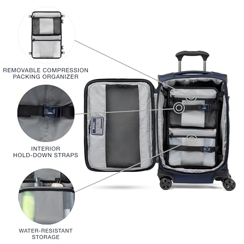 Travelpro Crew Classic Lightweight Softside Expandable Carry on Luggage, 8 Wheel Spinner Suitcase, Men and Women, Compact Carry On 20-Inch, Patriot Blue