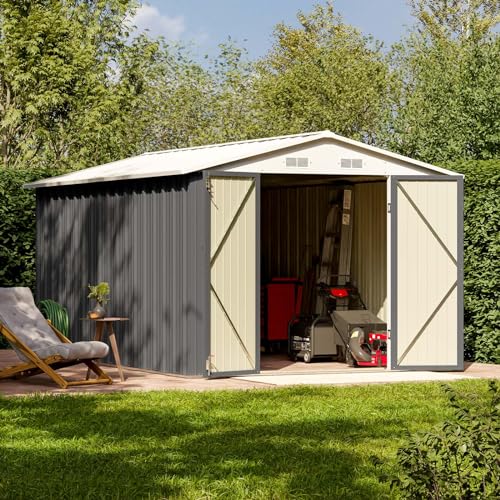 Patiowell 3 x 3 FT Outdoor Storage Shed,Small Garden Tool Storage Shed with Sloping Roof and Single Lockable Door, Outdoor Shed for Backyard Garden Patio Lawn, Grey