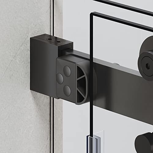 SUNNY SHOWER Frameless Sliding Tub Door 58.5-60" W X 62" H Bathtub Door with 5/16" Clear Glass Sliding Shower Enclosure with Tempered Glass Door Matte Black