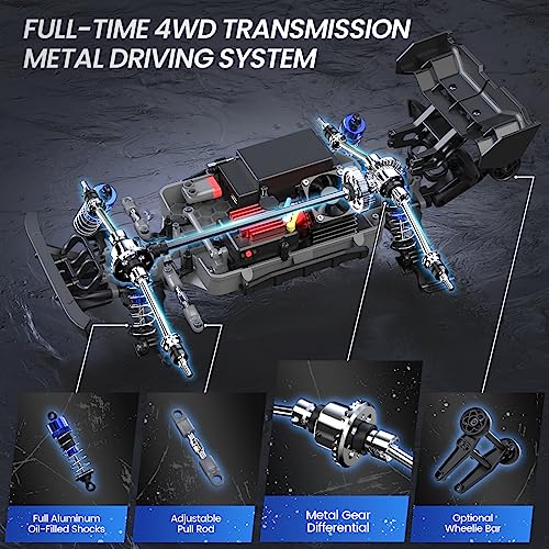 DEERC Fast Brushless RC Car for Adults, Max 70KM/H with 3S(not Included), 1:16 4x4 High Speed RC Truck with 2 Lipo Batteries,All Terrains RC Monster Truck, Off Road Electric Vehicle Gift
