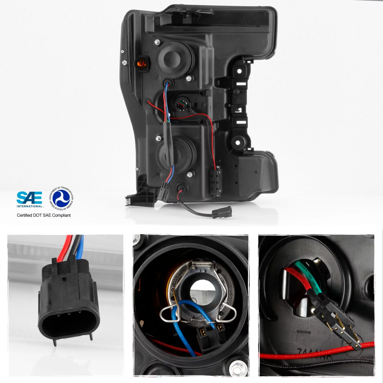 AKKON - Fits 2017-2018 Ford F250 / F350 / F450 Superduty Halogen [Tube Bar] Projector Black Headlights w/ Sequential LED Signal