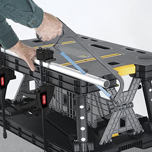 Keter Folding Work Table, Portable Workbench w/ 12" Clamps for Garage/Wood Shop
