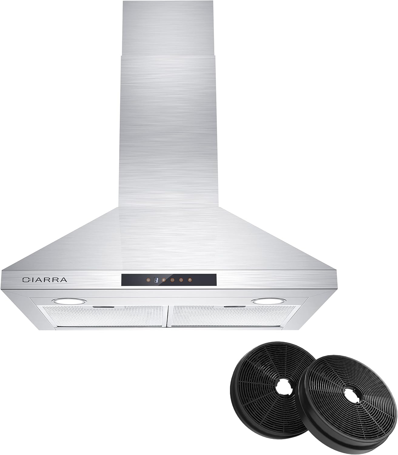 Wall Mount Range Hood 30 inch 450 CFM Stove Vent Hood for Kitchen with Soft Touch Control Delay Shut Off Function Ducted and Ductless Convertible CIARRA CAS75206