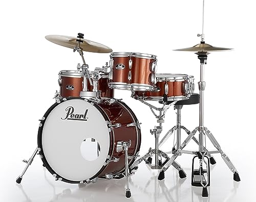 Pearl Roadshow Drum Set 4-Piece Complete Kit with Cymbals and Stands, Charcoal Metallic (RS584C/C706)