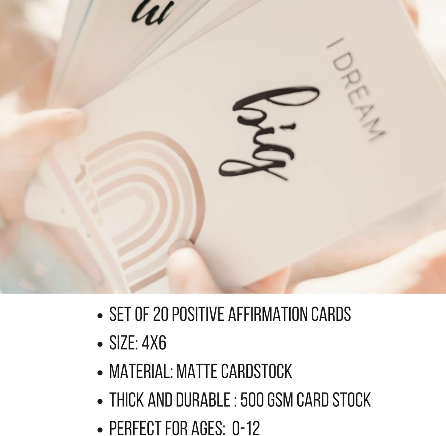 Affirmation Cards for Kids, Flash Card for Kids, Daily Affirmation Cards w/ Motivational Phrase ,Thick & Durable Motivational Cards, Positive Affirmations Cards (4” x 6” Set of 20) Pack of 2