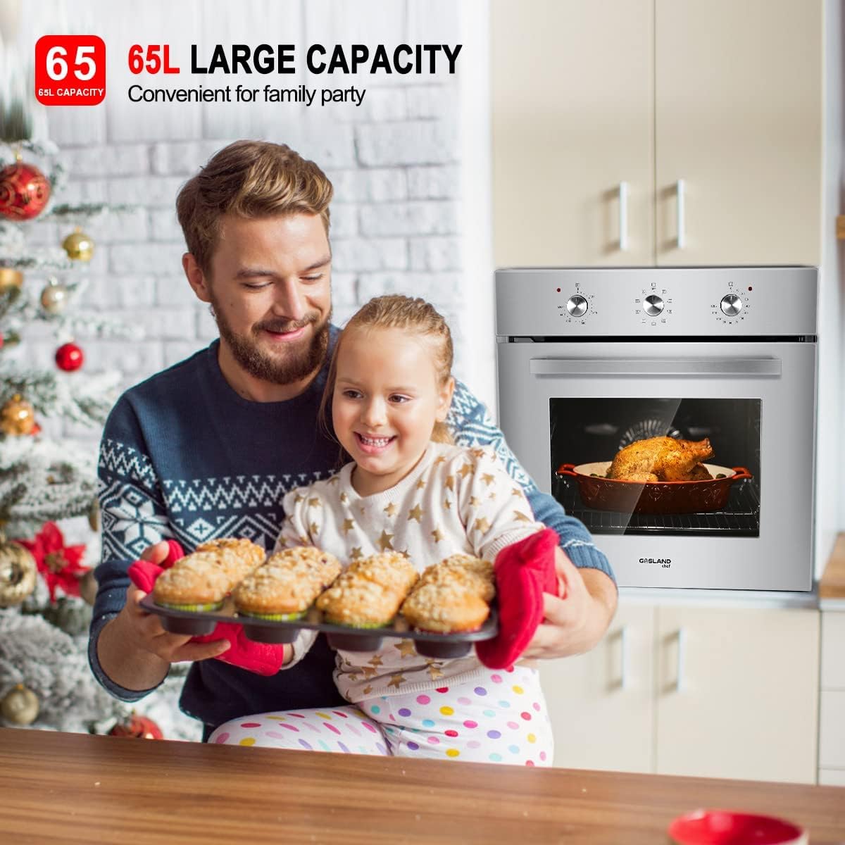 GASLAND Chef ES609MS 24" Built-in Electric Wall Oven + 36'' Professional Slide-in Natural Gas Rangetop Pro RT3606