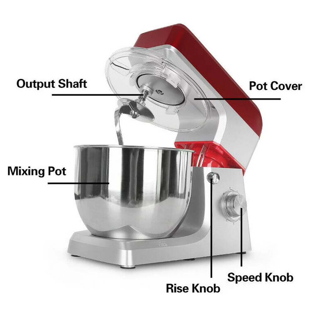 MIDUO 1.2KW Electric 6 Speed Stand Mixer 7L Dough Egg Cake Food Mixer for Kitchen