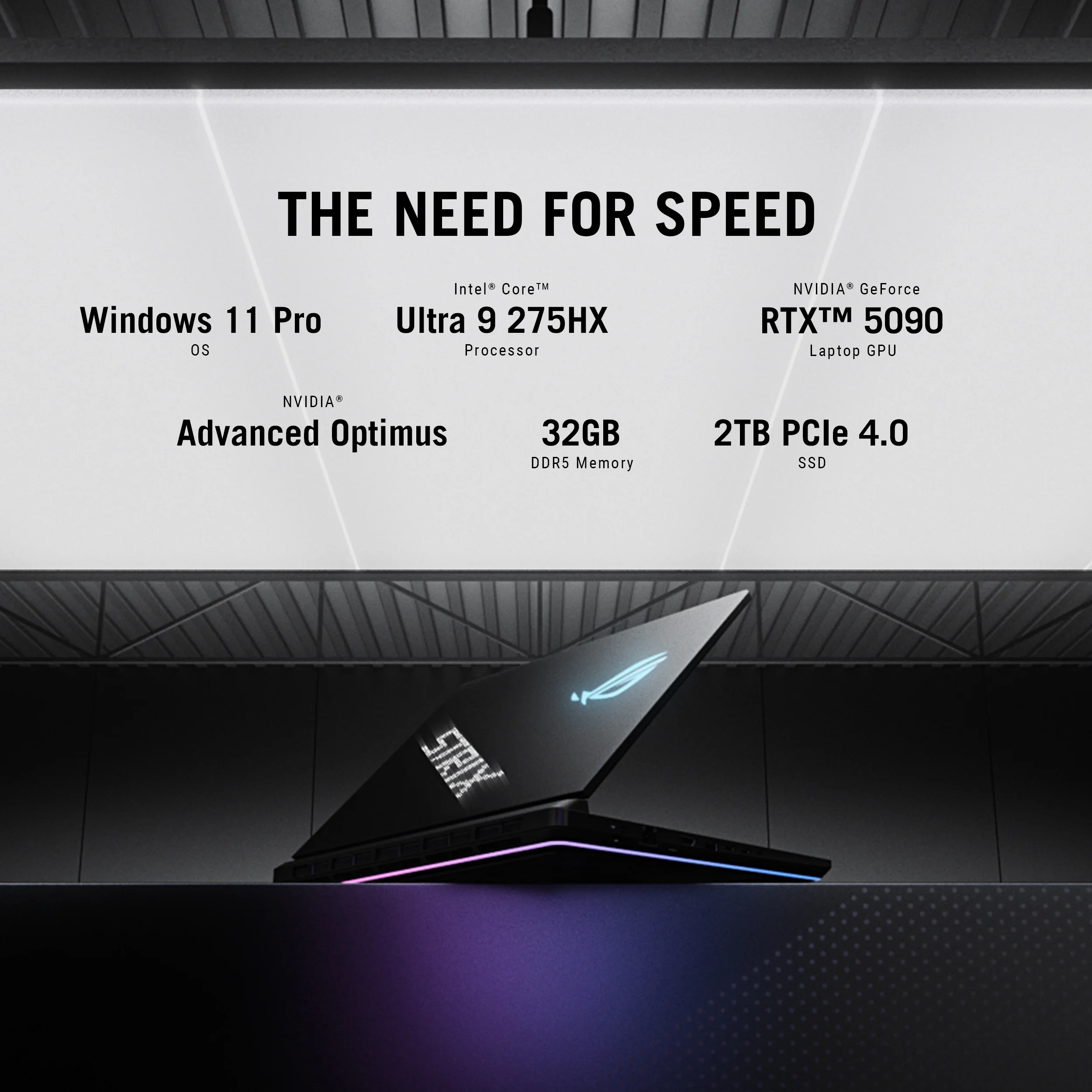 ASUS ROG Strix SCAR AI Gaming Laptop 18in 240Hz Mini LED WQXGA Display (Intel Ultra 9- 275HX, NVIDIA GeForce RTX 5090 24GB, 32GB DDR5, 2TB SSD, RGB KB, 2 Thunderbolt 5, WiFi 7, Webcam, Win 11 Pro)