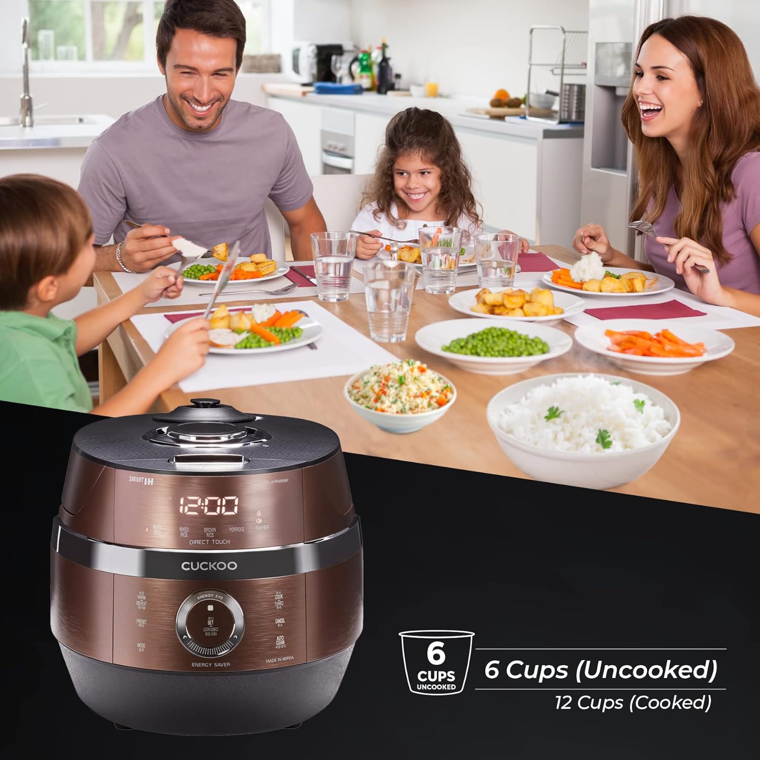 CUCKOO CRP-JHR0609F | 6-Cup (Uncooked) Induction Heating Pressure Rice Cooker | 13 Menu Options, Auto-Clean, Voice Guide, Made in Korea | Copper (Renewed) (Renewed)