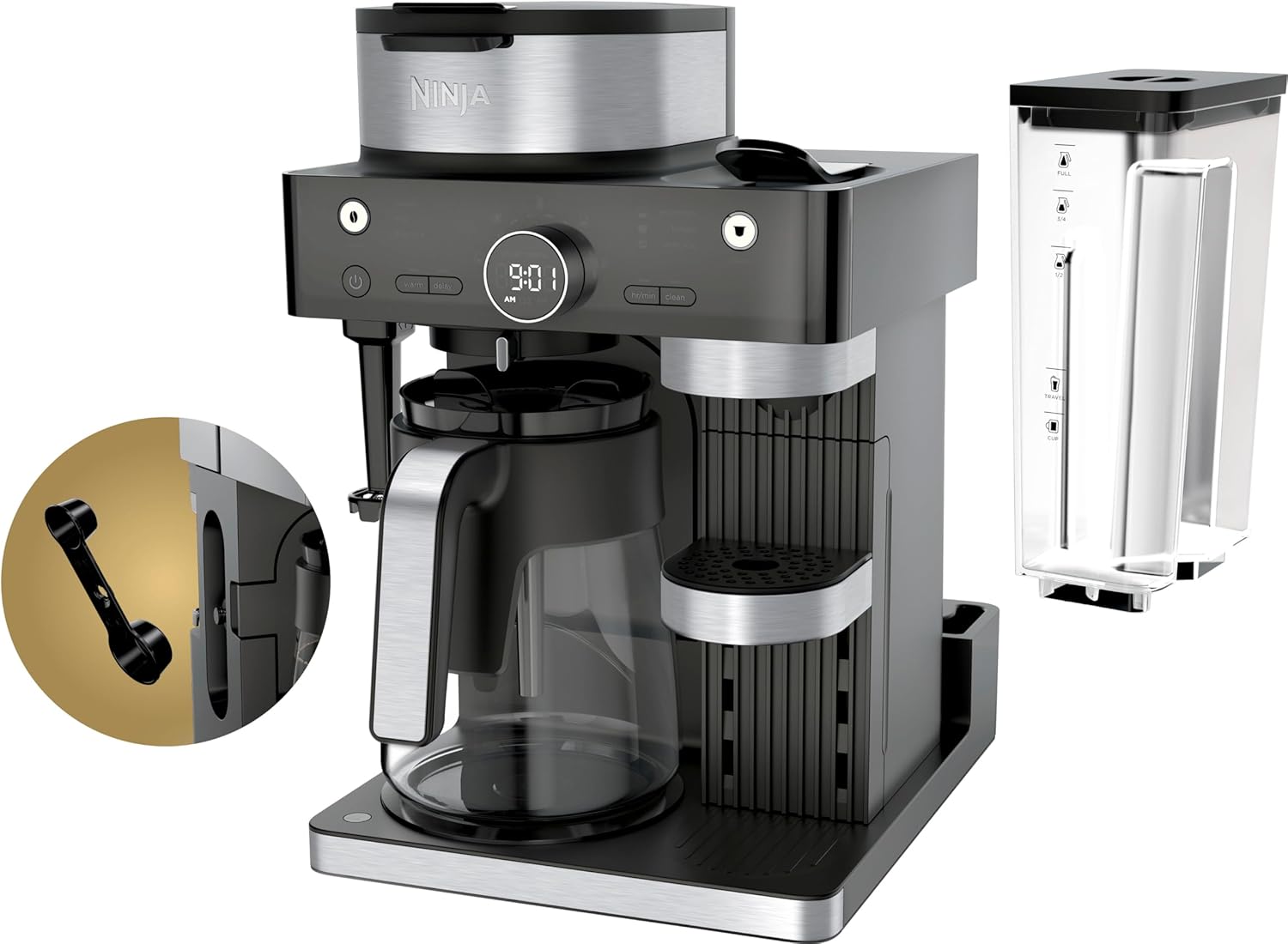 Ninja CFN602 Espresso & Coffee Barista System with Ristretto Function, Single-Serve Coffee & Nespresso Capsule Compatible, 12-Cup Carafe, Built-in Frother, Espresso, Cappuccino & Latte Maker