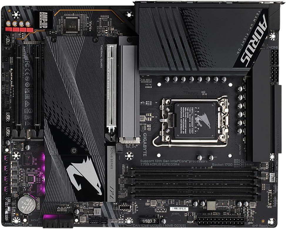 GIGABYTE Z790 AORUS ELITE DDR4 Intel LGA 1700 ATX Motherboard, 4x DDR4 ~128GB, 3x PCI-E x16, 4x M.2, 4x SATA, 5x USB 3.2, 1x USB-C, 4x USB 2.0