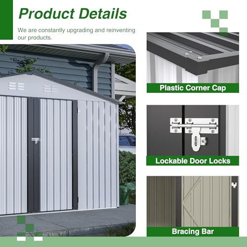 6x4 Ft Outdoor Storage Shed, Heavy-Duty All-Weather Tool Shed with Lockable Doors, Durable Resin Construction for, Patio & Backyard Organization Black