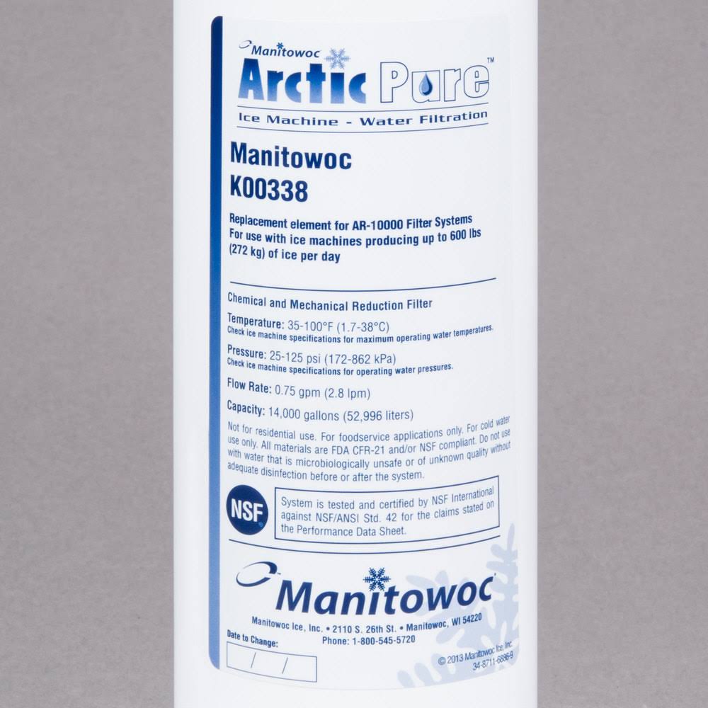 Manitowoc K00338 Arctic Pure Replacement Ice Maker Filter Cartridge