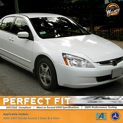 LED Headlight Assembly for 03 04 05 06 07 Honda Accord, for 2003-2007 Accord OE Headlamp with Sequential Turn Signal, Black Housing Clear ReflectorLeft+Right