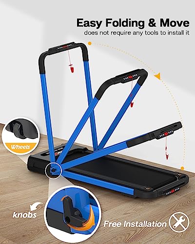 FYC Under Desk Treadmill - Walking Pad 2 in 1 Folding Treadmill Desk Workstation for Home 300LBS Weight Capacity 3.5HP, Free Installation Foldable Compact Electric Running Machine for Office