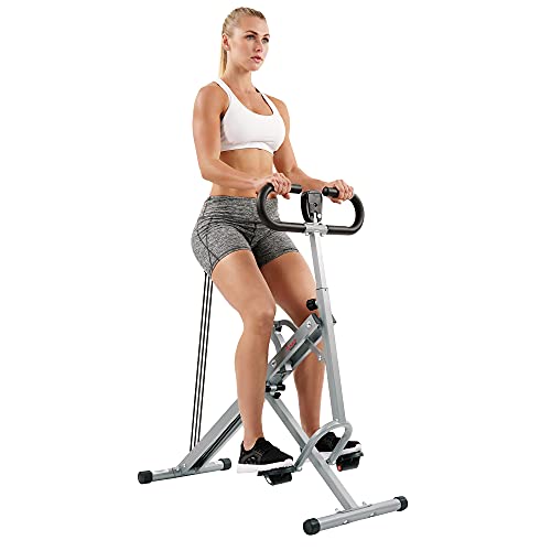 Sunny Health & Fitness Row-N-Ride Squat Assist Trainer for Glutes & Legs Workout with Adjustable Resistance, Optional Full Motion & Smart Connected Fitness App