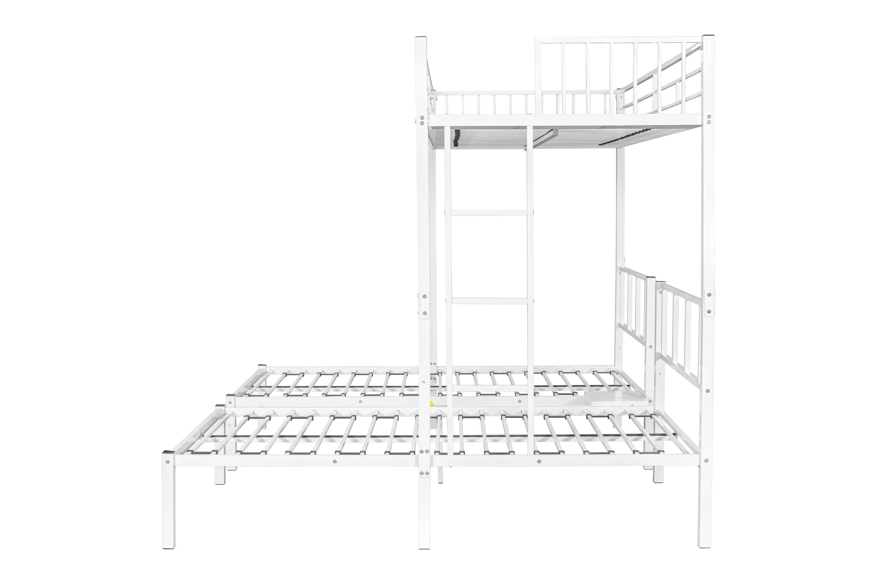 Triple Bunk Beds, Metal Twin XL over Twin & Twin Bunk Bed for 3, Kids Triple Bunk Can be Separated into 3 Beds (White)