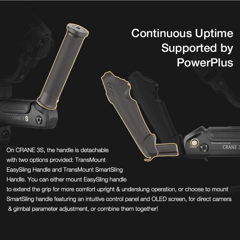 Zhiyun Crane 3S 3-Axis Handheld Gimbal Stabilizer for DSLR Cameras and Camcorder, 6.5kg Payload, Extendable Roll Axis, 12 Hours or Longer Continuous Uptime, DC-in (Pro Package)