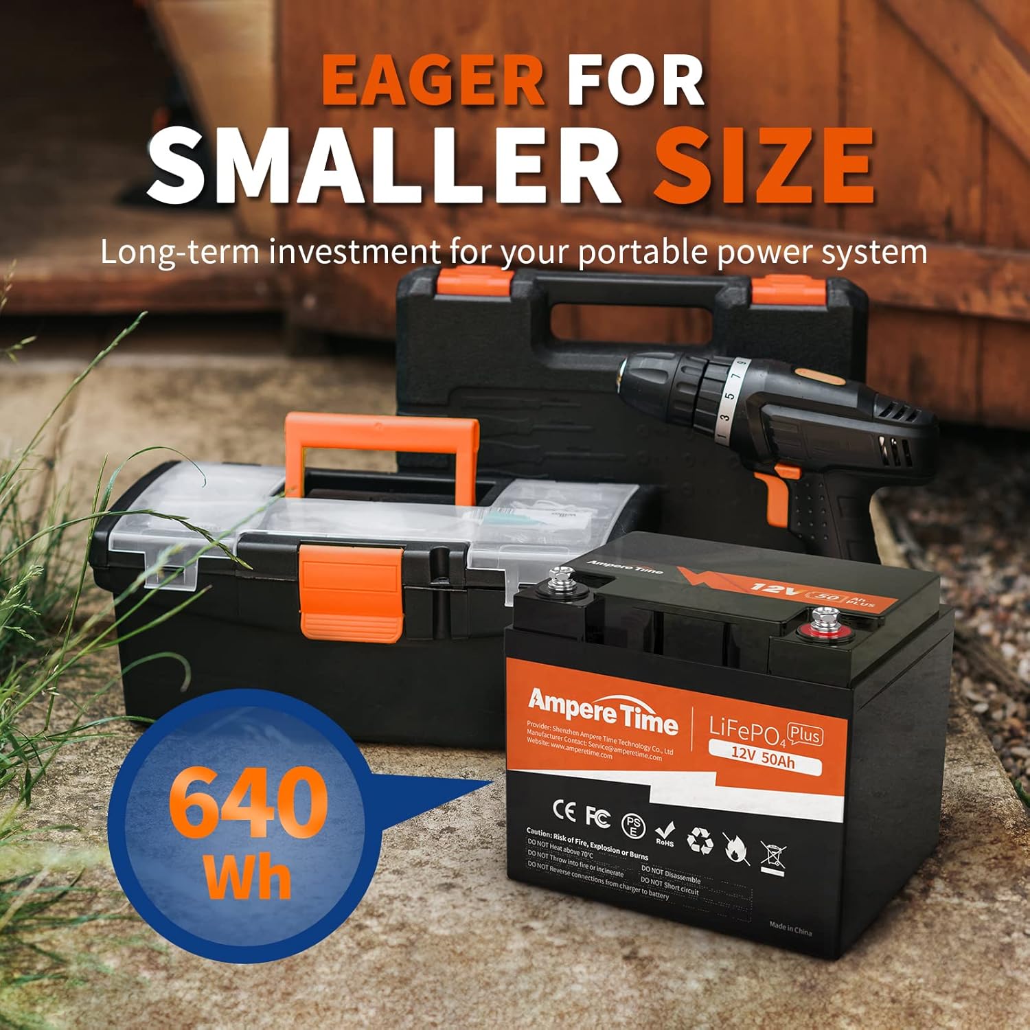 Ampere Time 12V 200Ah LiFePO4 Battery with 14.6V 20A Dedicated Lithium Battery Charger; Built-in 200A BMS, 4000+ Cycles, Perfect for RV, Solar, Marine, Overland, Off-Grid Application��