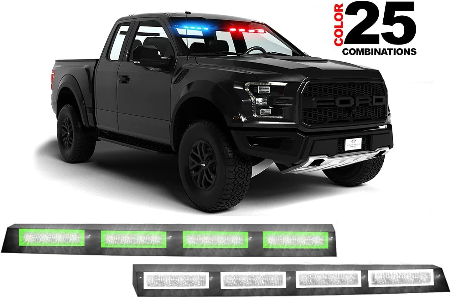 Extreme Tactical Dynamics Elemental 40 Visor Light LED Strobe Visor Light Interior Windshield Light Bar Split Mount Emergency Lights - Blue/White