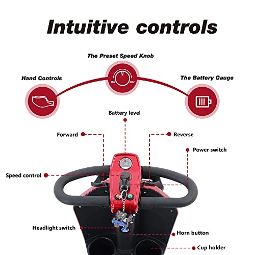 Outdoor Compact Mobility Scooter with Front & Back Light, Foldable Electric Powered Mobile Wheelchair for Seniors, Adults, Collapsible & Compact 4 Wheel Mobility Scooter for Travel with Family,
