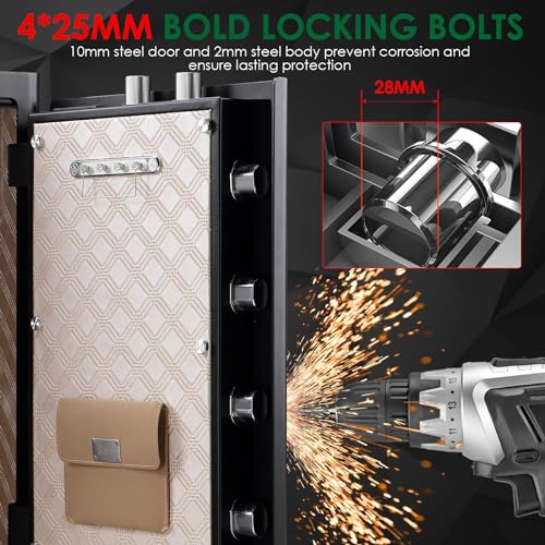 7.2 Cu ft Extra Large Biometric Home Safe Fireproof Waterproof, Anti-Theft Touch Screen Fingerprint Home Security Safe Box With Hidden Compartment, Separate Lock Box and Led Light (TC80)