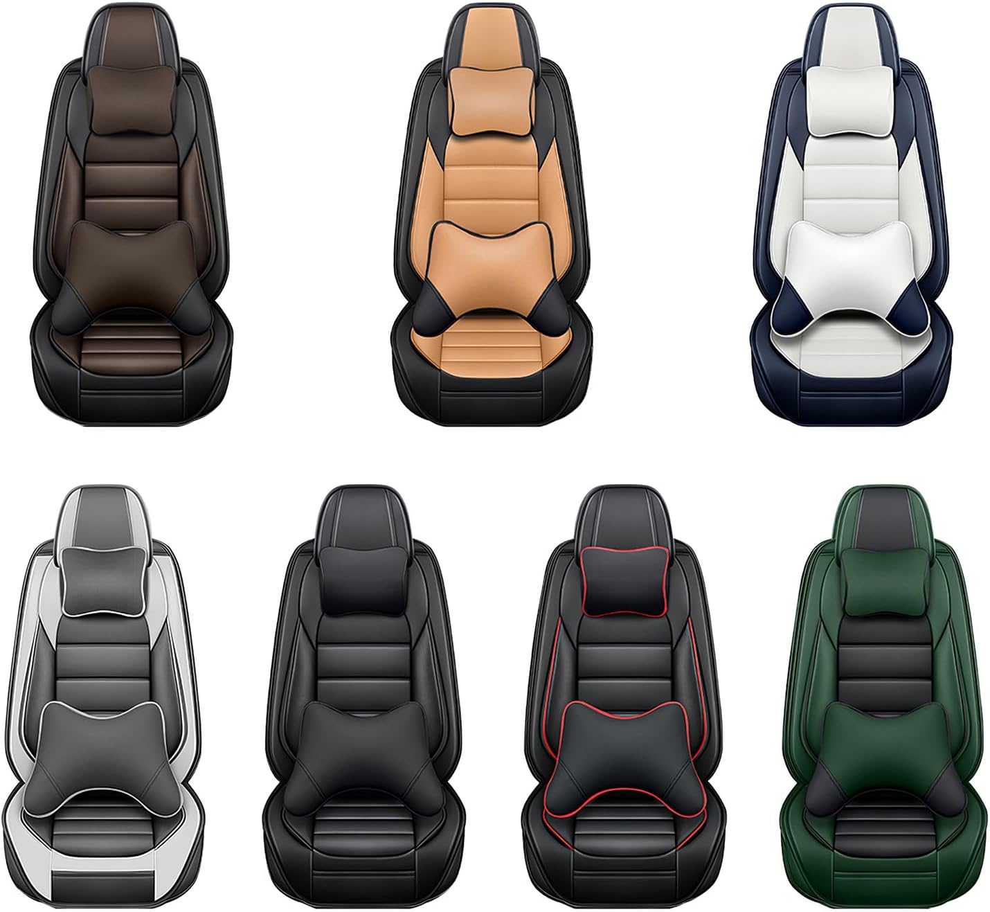 Leather Seat Covers fit 2010-2024 for Ram 3500 Crew Double Cab Quad Cab Laramie Tradesman, Waterproof Nappa Leather Pickup Seat Covers (2 Front Seat with Pillow, Black&Orange)