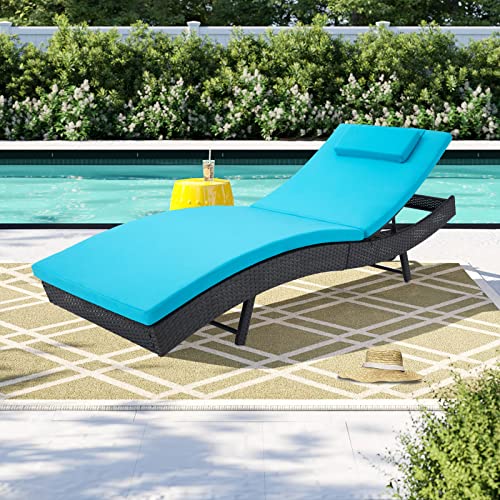 Incbruce Patio Chaise Lounge Chairs Set, Outdoor Reclining Chaise with Adjustable Backrest, PE Rattan Steel Frame Pool Lounge Chairs of 2