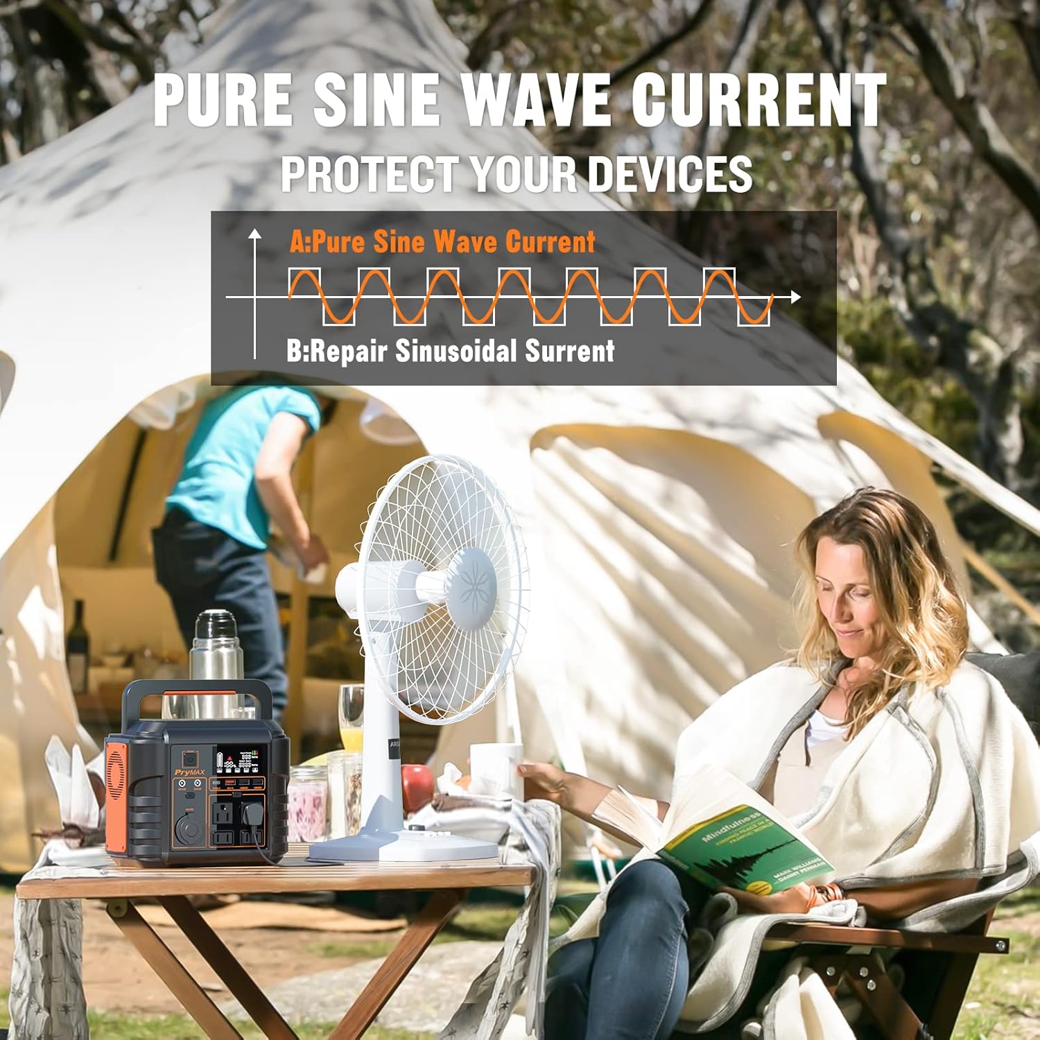 PryMAX Portable Power Station 330W/110V Pure Sine Wave AC Outlet, 296WH Backup Lithium Battery with PD/QC3.0/DC/USB Port Power Supply, 80000mAh Solar Generator for Home Camping Emergency CPAP