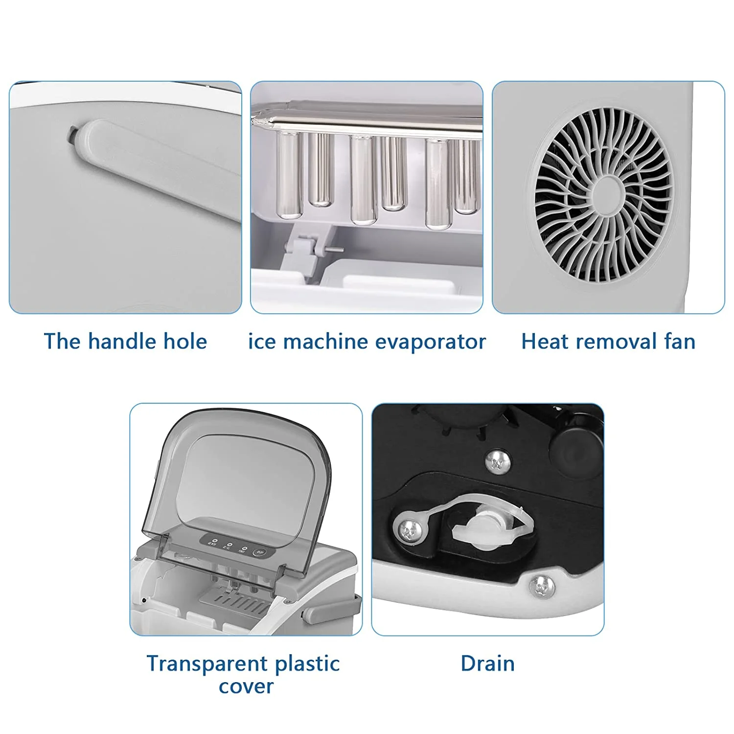 Countertop Ice Maker Portable Ice Machine with Handle, Self-Cleaning Ice Makers, 26Lbs/24H, 9 Ice Cubes Ready in 6 Mins for Home Kitchen Bar Party