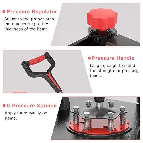 Heat Press Machine 5 in 1 Combo Heat Press 12 x 15 Inch Heat Transfer Machine 360-Degree Swing Away Digital Shirt Printing Multifunction Heat Transfer Sublimation for T Shirts Mugs Hat Plate Cap