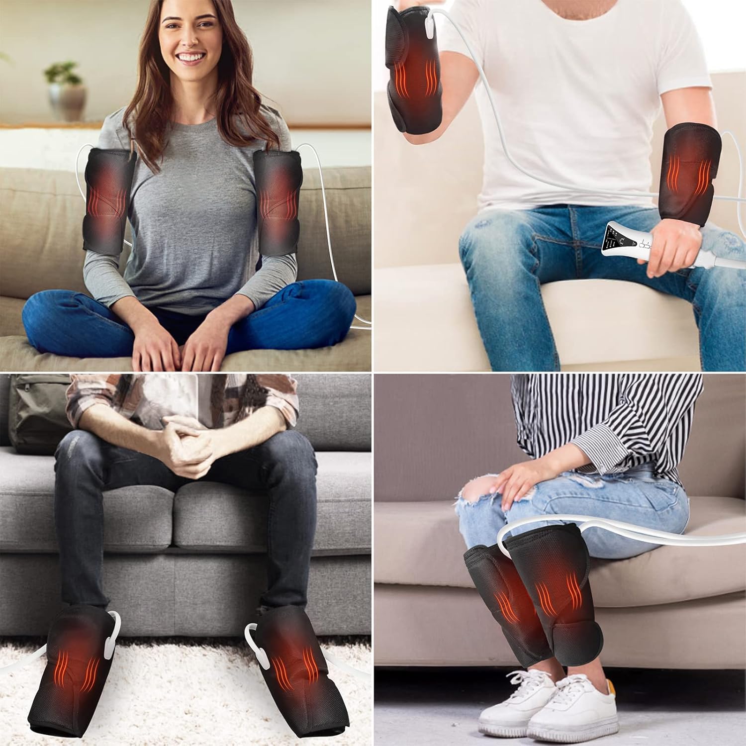 QUINEAR Leg Massager with Heat and Air Compression, Calf Massager with 3 Modes 3 Intensities 2 Heating for Circulation and Pain Relief