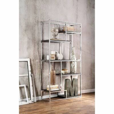 Ellinger Geometric Bookcase Mercer41 Color: Chrome