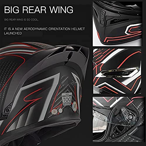 Flip-Type Bluetooth Helmet, DOT Certified Sport Motorcycle Full Face Helmet Adult Men Women Integrated Helmet with Tail, Moped Racing MX BMX Motocross Motocross Flip Up Helmets