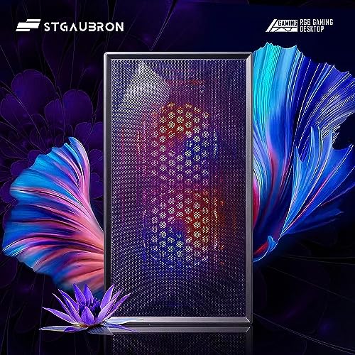 STGAubron Gaming Desktop PC, GeForce RTX 3060 Ti 8G, AMD Ryzen 7 5700X up to 4.6G, 32G DDR4, 1T SSD,WiFi,BT 5.0,RGB Fan x 7,RGB Keyboard&Mouse&Mouse Pad,RGB BT Sound Bar,RGB BT Gaming Mic,W11H64