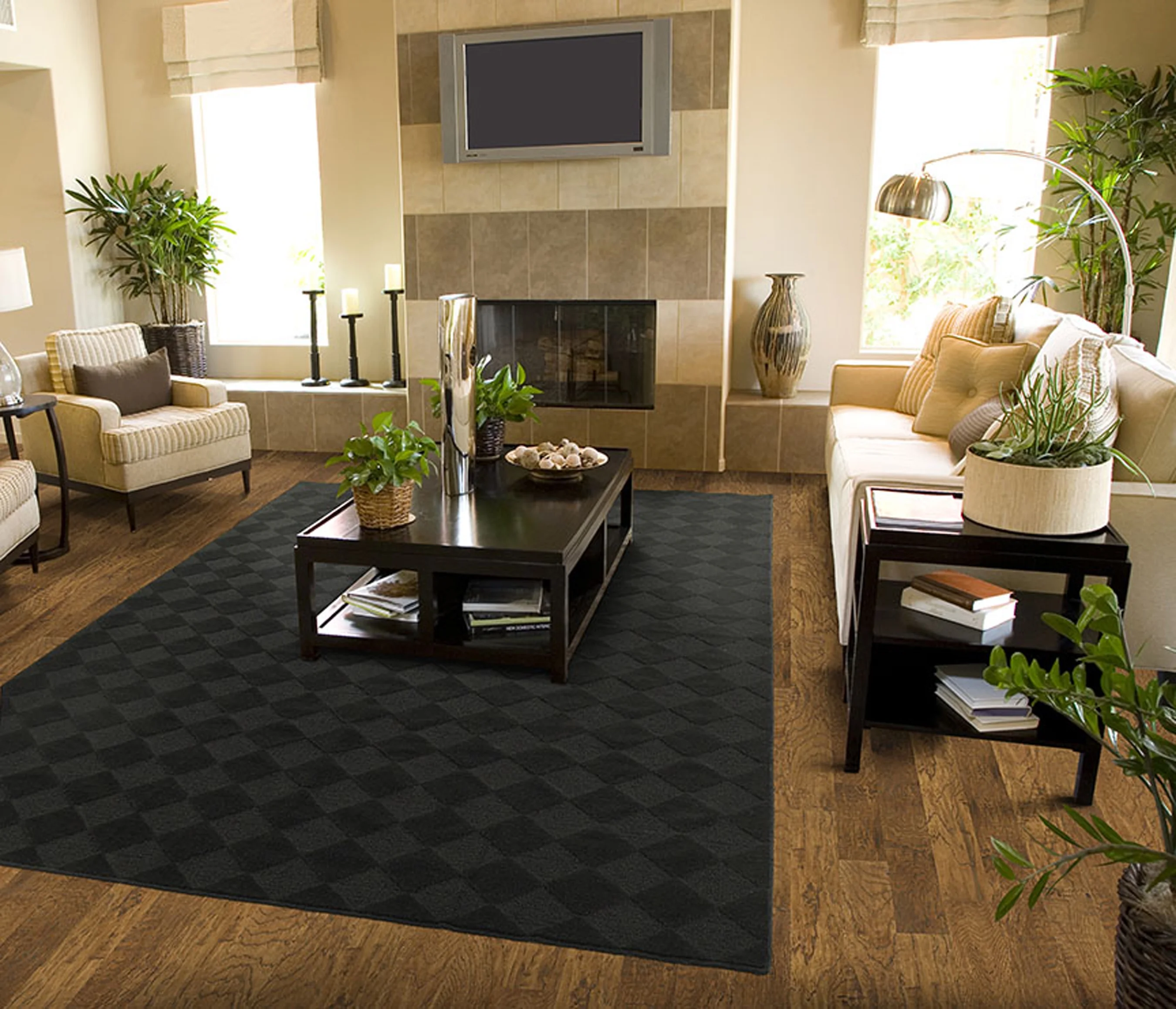 Garland Rug Diamond 7 ft. 6 in. x 9 ft. 6 in. Large Area Rug Black
