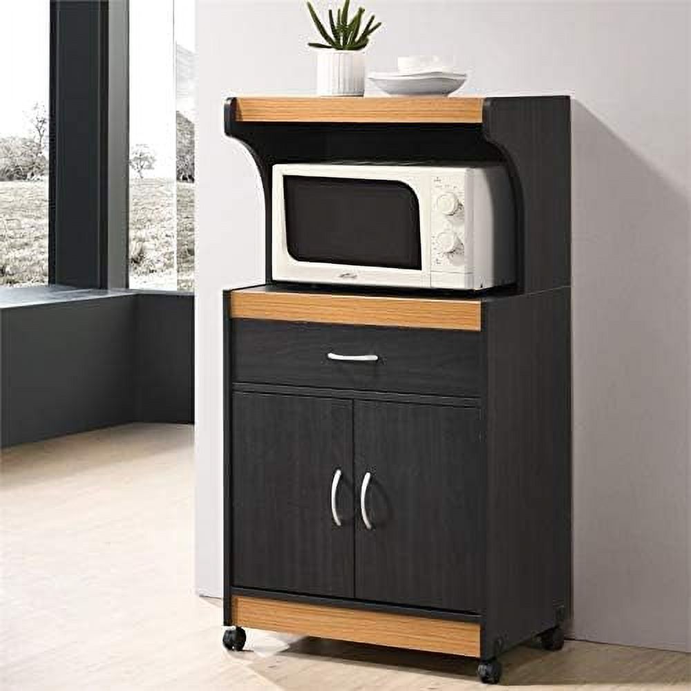 Microwave Kitchen Cart In Black Beech